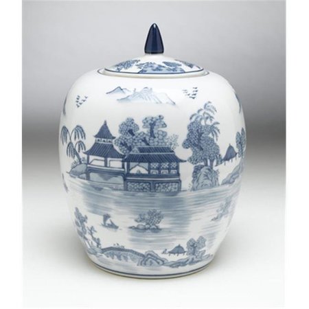 AA IMPORTING AA Importing 59763 Blue & White Round Jar with Lid 59763